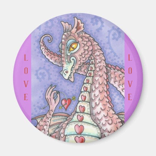 HERZ AUF EINEM STREITPINK-DRAGON-MAGNET MAGNET (Vorne)