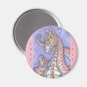 HERZ AUF EINEM STREITPINK-DRAGON-MAGNET MAGNET (Vorderseite/Rückseite)