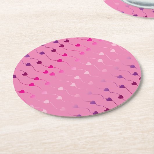 Herz auf einem String Muster Gradient Pink ID628 Runder Pappuntersetzer (Angewinkelt)