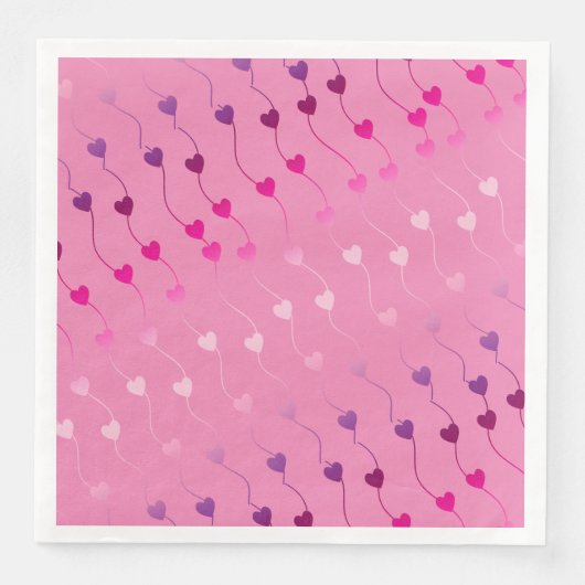 Herz auf einem String Muster Gradient Pink ID628 Serviette (Vorderseite)
