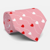 Herz auf einem String Muster rot/weiß ID628 Krawatte (Gerollt)