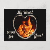 Herz auf Feuer Fotografierende Flammen Schwarze Va Postkarte (Vorderseite)