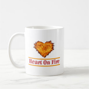 Herz auf Feuer Word Art Design Kaffeetasse