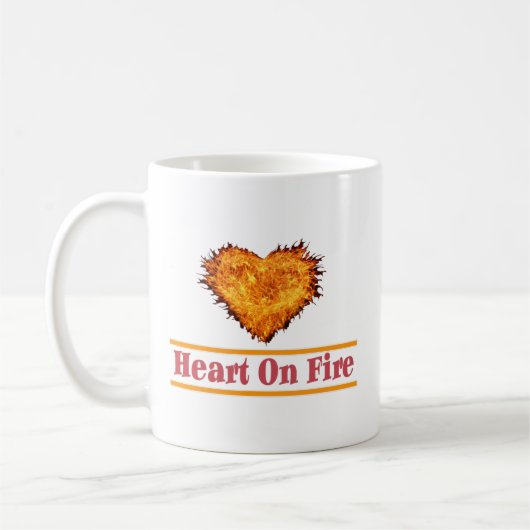 Herz auf Feuer Word Art Design Kaffeetasse (Links)