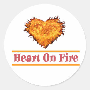 Herz auf Feuer Word Art Design Runder Aufkleber