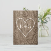 Herz auf Holz rustikale Hochzeit Retten Sie das Da Save The Date (Stehend Vorderseite)