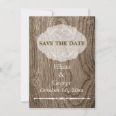 Herz auf Holz rustikale Hochzeit Retten Sie das Da Save The Date (Rückseite)