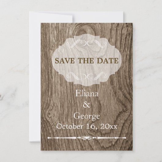 Herz auf Holz rustikale Hochzeit Retten Sie das Da Save The Date (Rückseite)