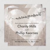 Herz auf Holz verschoben Hochzeit Ankündigung (Vorne/Hinten)