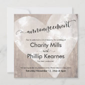 Herz auf Holz verschoben Hochzeit Ankündigung (Vorderseite)