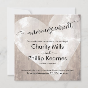 Herz auf Holz verschoben Hochzeit Ankündigung