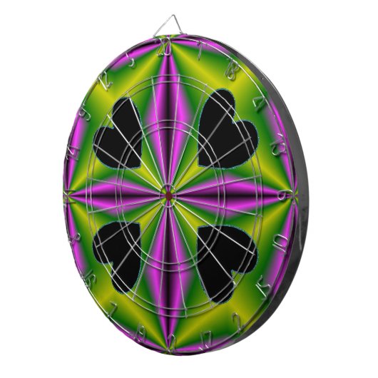 Herz auf lila grünen Regenbogen Dartscheibe (Vorderseite rechts)