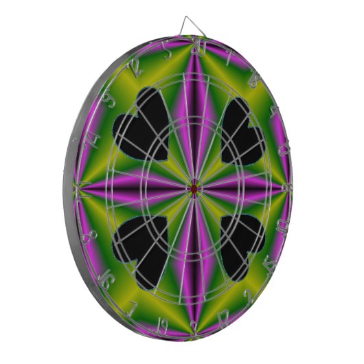 Herz auf lila grünen Regenbogen Dartscheibe (Vorderseite Links)