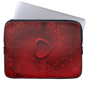 Herz auf rotem Damast Laptopschutzhülle