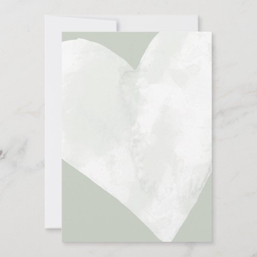 Herz auf Sage Green Oops! Verspätete Hochzeitskart (Rückseite)