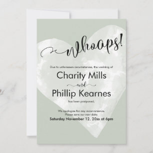 Herz auf Sage Green Whoops! Verspätete Hochzeitska