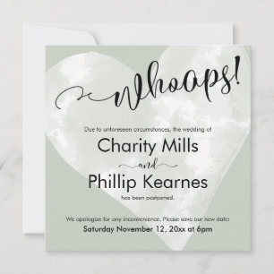 Herz auf Sage Green Whoops! Verspätete Hochzeitska