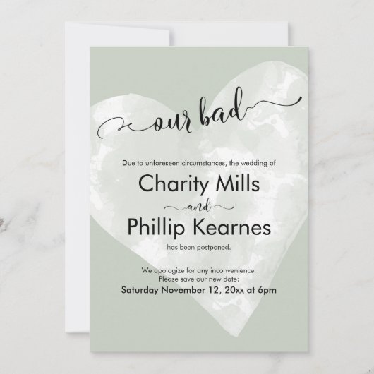 Herz auf Sage Grün unsere schlechte verspätete Hoc (Vorderseite)