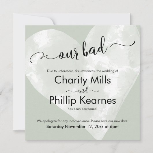 Herz auf Sage Grün unsere schlechte verspätete Hoc (Vorderseite)