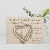 Herz auf Sand - Ankündigung Datum freihalten (Stehend Vorderseite)