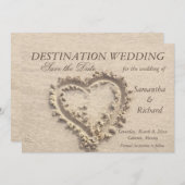 Herz auf Sand - Ankündigung Datum freihalten (Vorne/Hinten)