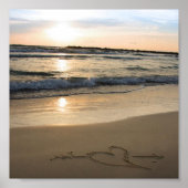 Herz auf Sand Poster (Vorne)