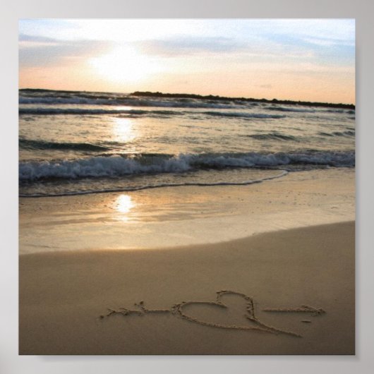 Herz auf Sand Poster (Vorne)