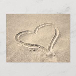 Herz auf Sand Postkarte