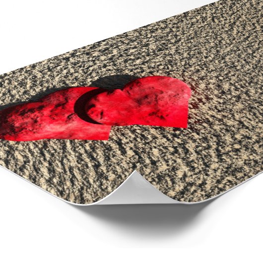 Herz auf Sandplakat Poster (Ecke)