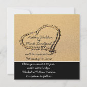 Herz auf Strand-Hochzeits-Einladung Einladung (Rückseite)