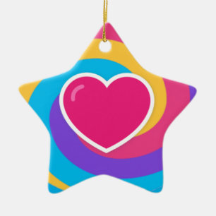 Herz auf Wirbel Personalisiert Star Shaped Weihnac Keramik Ornament