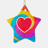 Herz auf Wirbel Personalisiert Star Shaped Weihnac Keramik Ornament (Rechts)
