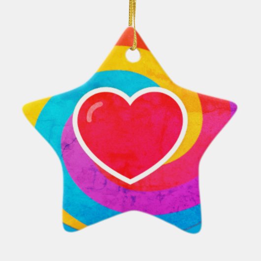 Herz auf Wirbel Personalisiert Star Shaped Weihnac Keramik Ornament (Hinten)