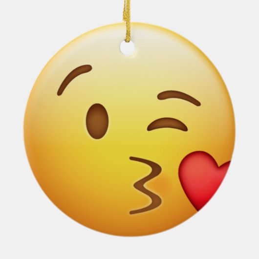 Herz-Auge und Kuss Emoji Verzierung Keramik Ornament (Hinten)
