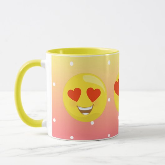 Herz-Augen-Gelb-Liebe Emoji Punkt-Tasse Tasse (Links)