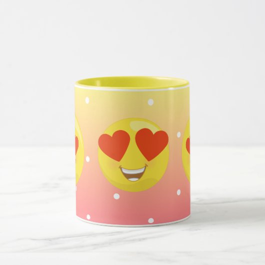 Herz-Augen-Gelb-Liebe Emoji Punkt-Tasse Tasse (Zentrum)