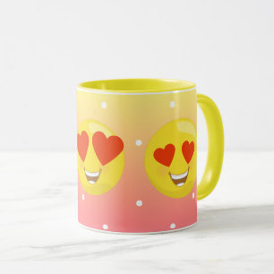 Herz-Augen-Gelb-Liebe Emoji Punkt-Tasse Tasse