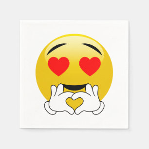 Herz-Augen u. HändeEmoji Liebe Serviette