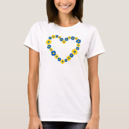 Herz aus blauen und gelben Blumen. Ukraine T-Shirt