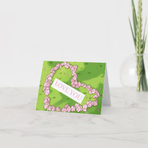 Herz aus Blumen zum Valentinstag Karte