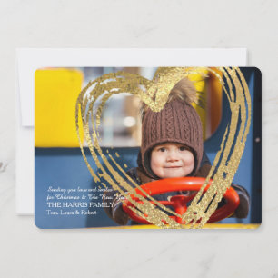 Herz aus Gold Foto-Weihnachtskarte Einladung