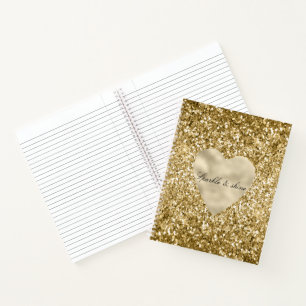 Herz aus Gold Glitter Personalisiert Notizblock