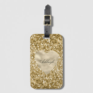 Herz aus Gold Glitter Personalized Gepäckanhänger