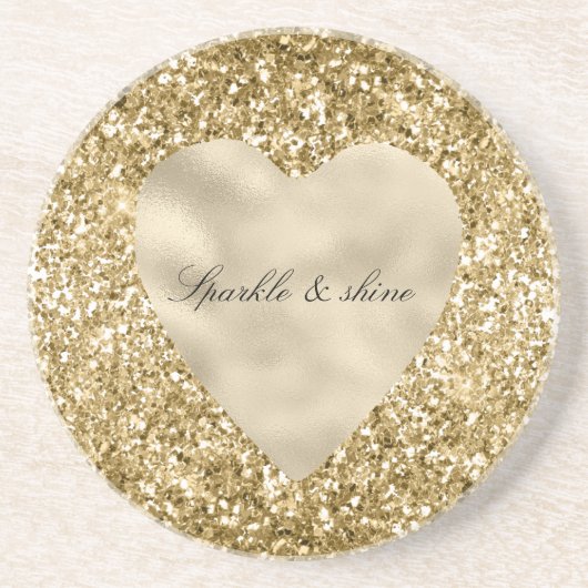 Herz aus Gold Glitter Personalized Getränkeuntersetzer (Vorne)