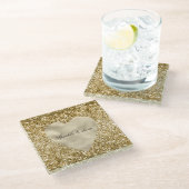 Herz aus Gold Glitter Personalized Glasuntersetzer (Schrägansicht)