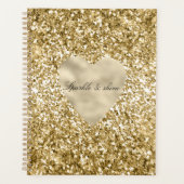 Herz aus Gold Glitter Personalized Planer (Vorderseite)