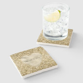 Herz aus Gold Glitter Personalized             Steinuntersetzer (Seitenansicht)