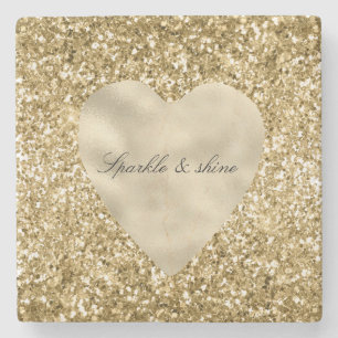 Herz aus Gold Glitter Personalized             Steinuntersetzer