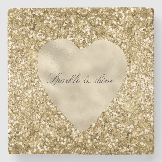 Herz aus Gold Glitter Personalized             Steinuntersetzer (Vorderseite)
