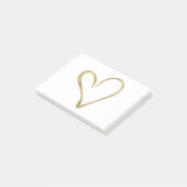 Herz aus Gold Post-it Klebezettel (angewinkelt)